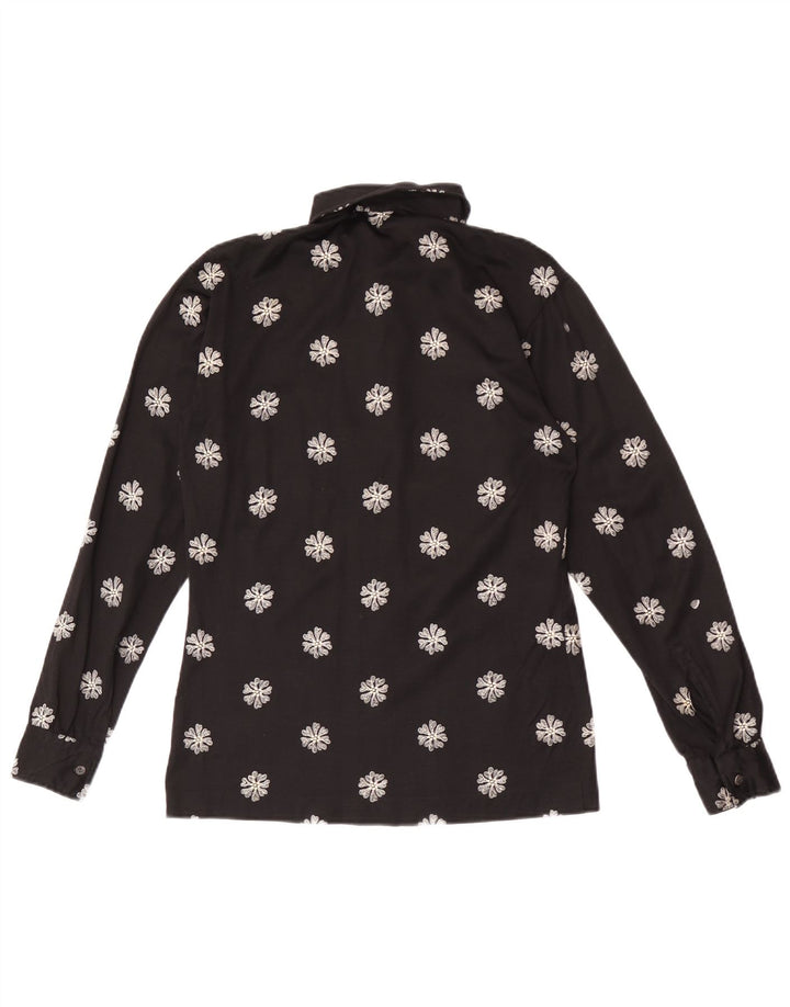 Vintage dameskjorte UK 14 Medium Black Floral