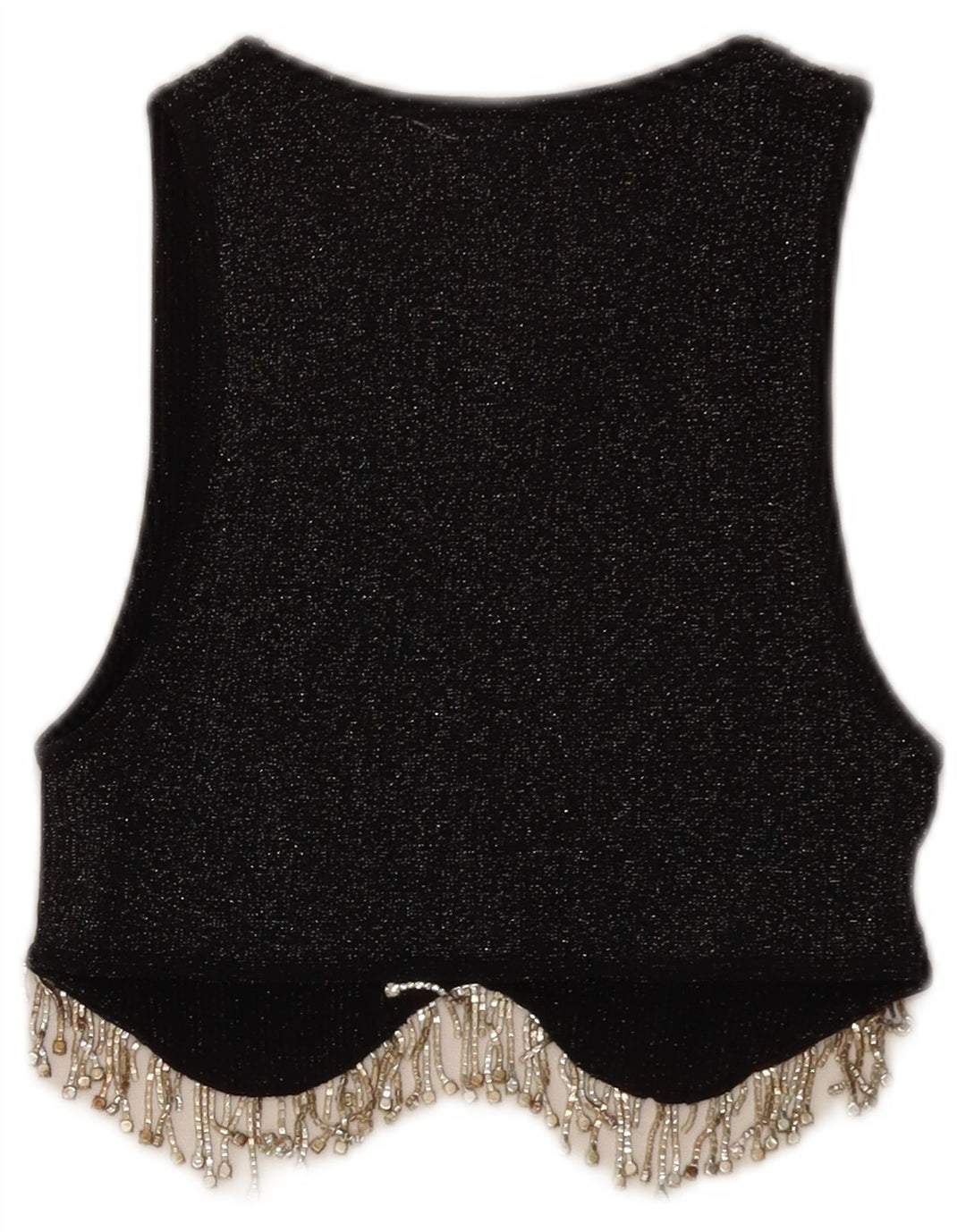 Zara Dame ærmeløs Crop Top UK 4 XS Sort Flecked Polyester