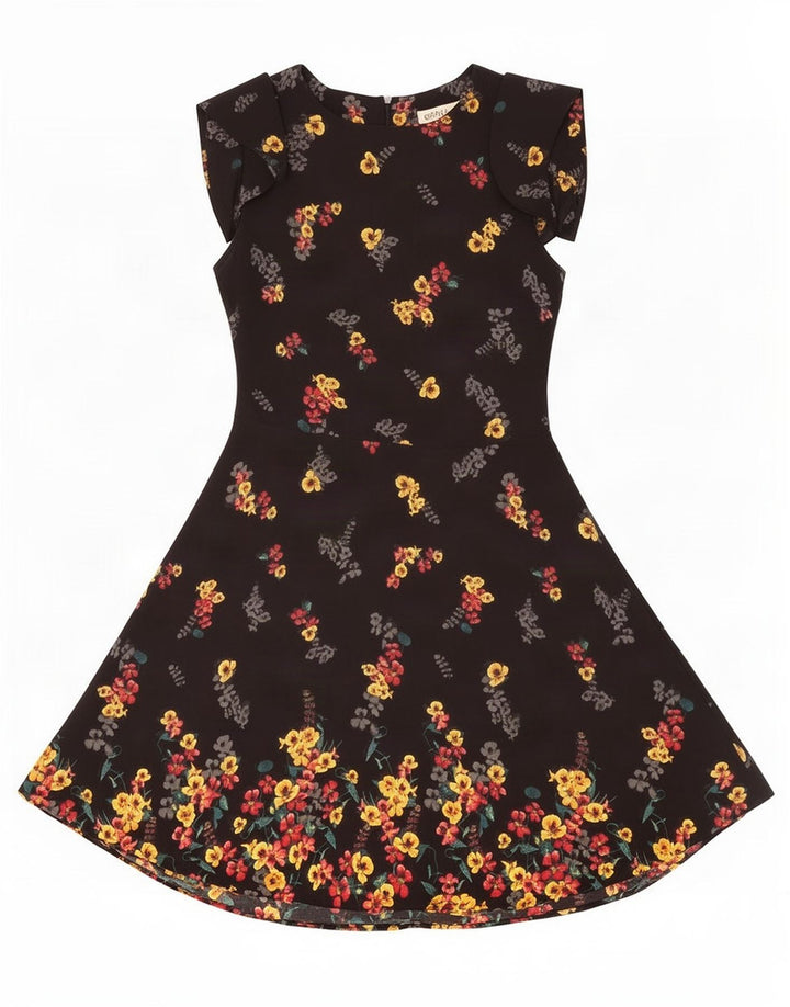 Oasis Dame A-Line Kjole UK 8 Small Black Floral Polyester