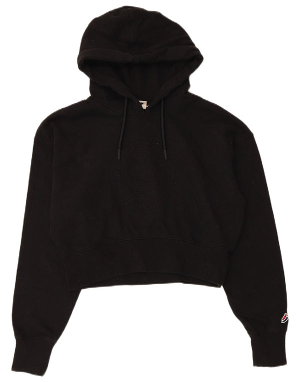 Superdry Graphic Crop hættetrøje til kvinder UK 12 Medium Black Bomuld