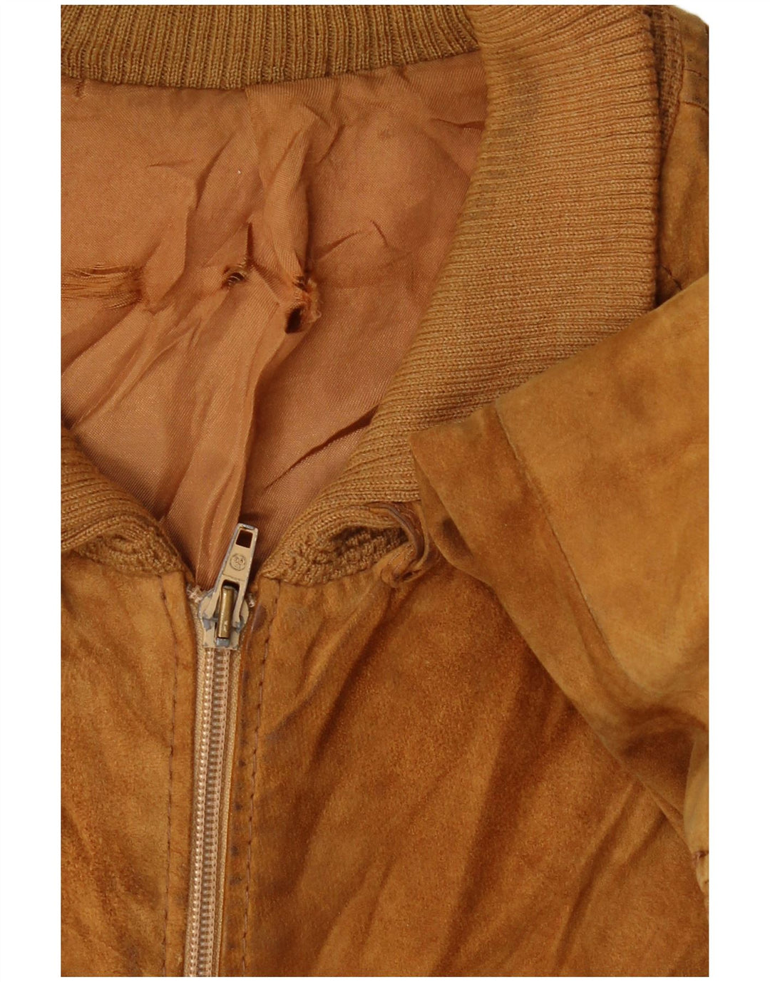 VINTAGE Bomberjakke i ruskind til mænd UK 38 Medium Beige