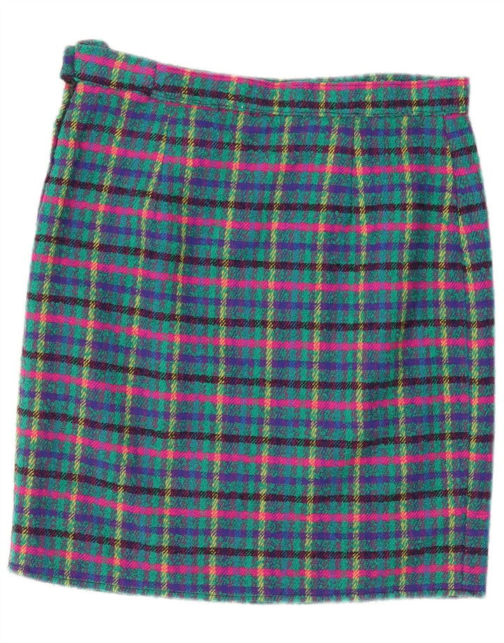 Vintage kvinders blyantnederdel Medium W30 blå plaid