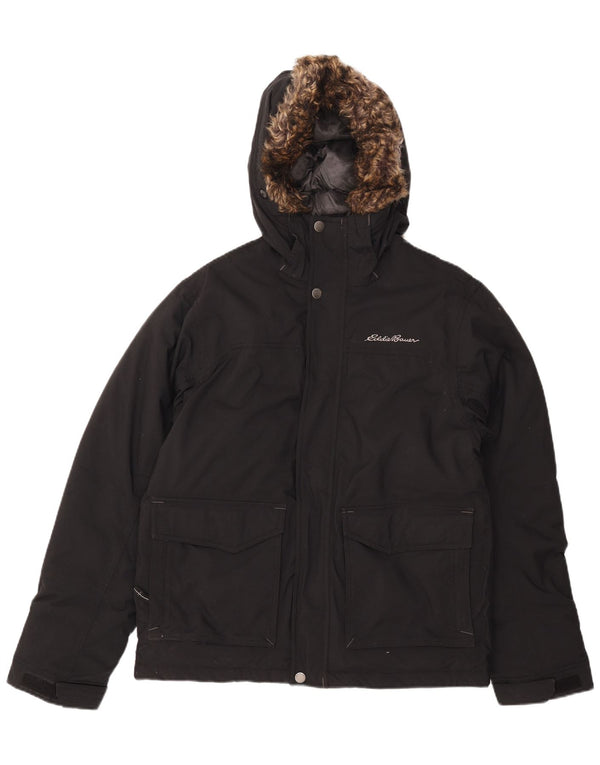 EDDIE BAUER Herre Hættevindjakke UK 38 Medium Sort Nylon