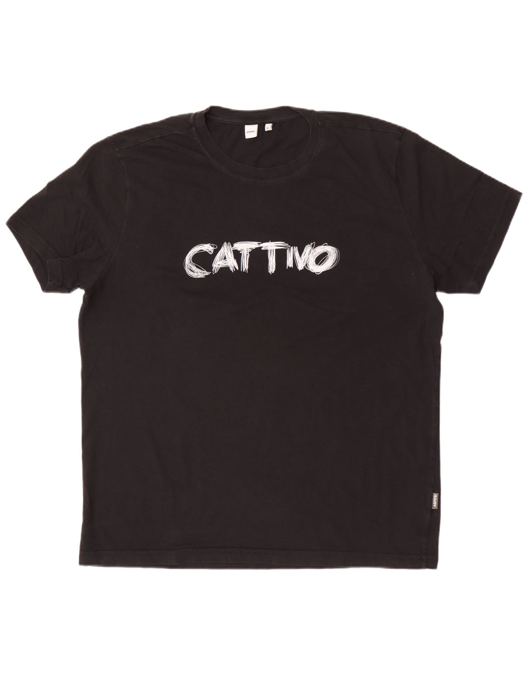 Aspesi Herre Grafisk T-Shirt Top XL Sort Bomuld
