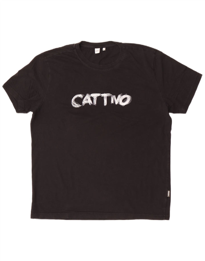 Aspesi Herre Grafisk T-Shirt Top XL Sort Bomuld