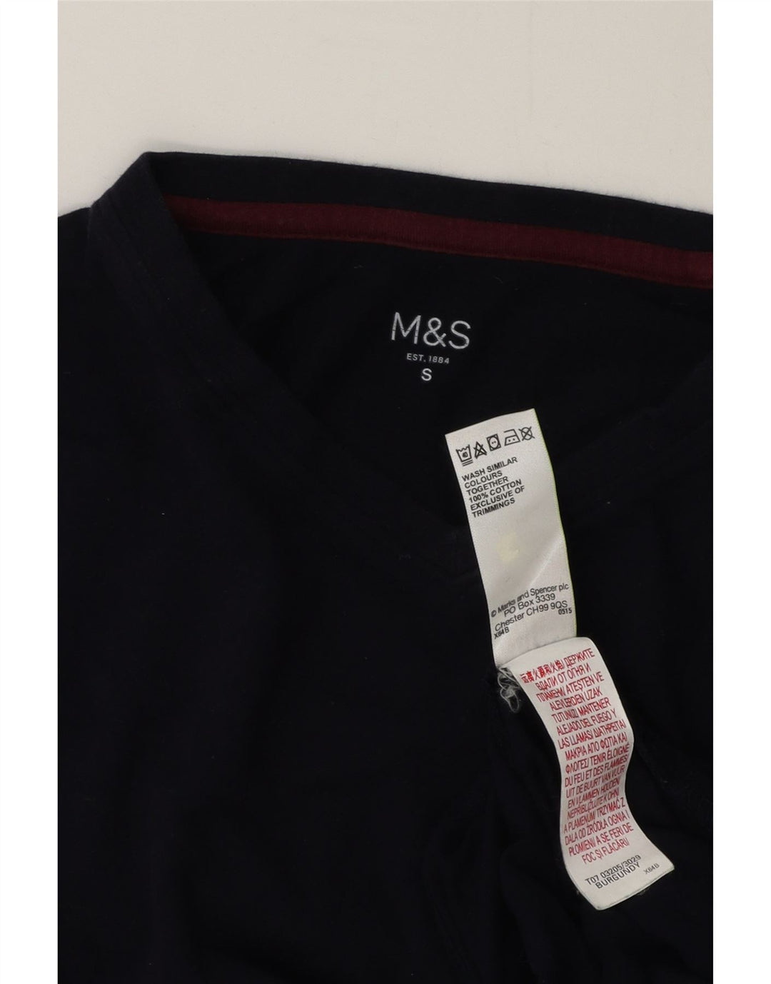 MARKS & SPENCER Herre top Langærmet lille marineblå bomuld