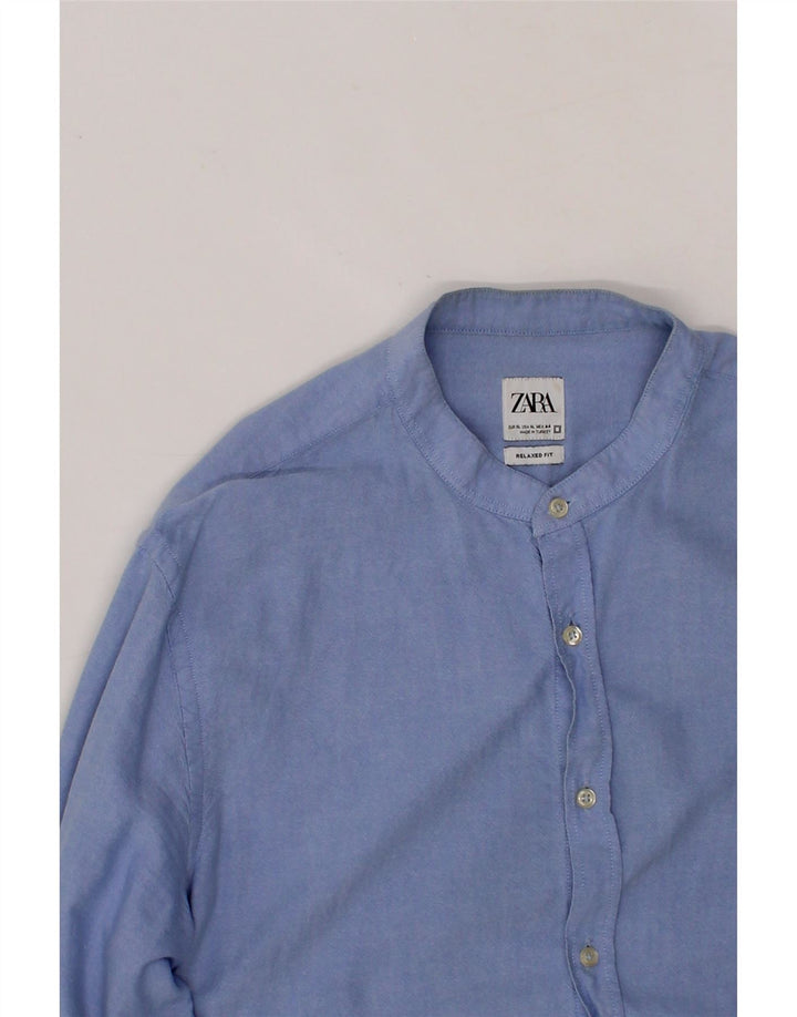 ZARA Mens Relaxed Fit Shirt Small Blue Cotton Vintage Zara and Second-Hand Zara from Messina Hembry 