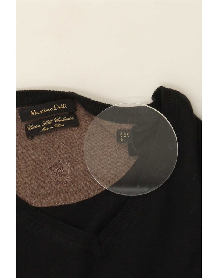 Massimo Dutti Herre V-hals sweater Stor Sort Bomuld