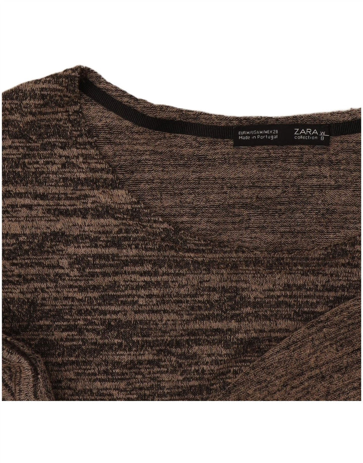 Zara Dame Top 3/4 ærme UK 12 Medium Brun Flecked