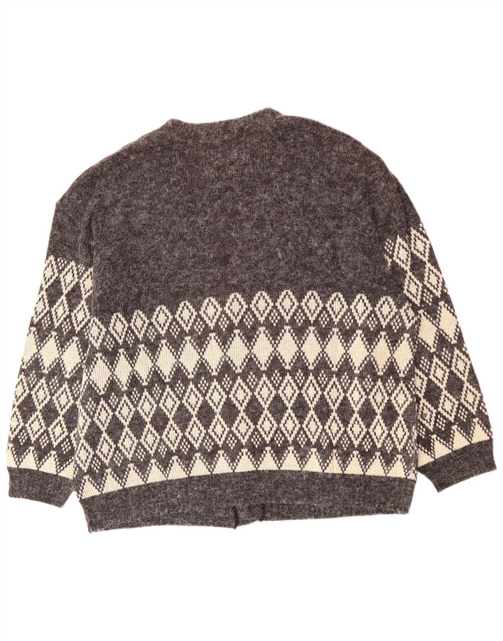 VINTAGE Herre cardigan sweater XL Grå Argyle/Diamond