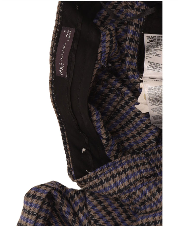 Marks & Spencer jakkesætsbukser til kvinder UK 14 Large W34 L32 Grå Houndstooth