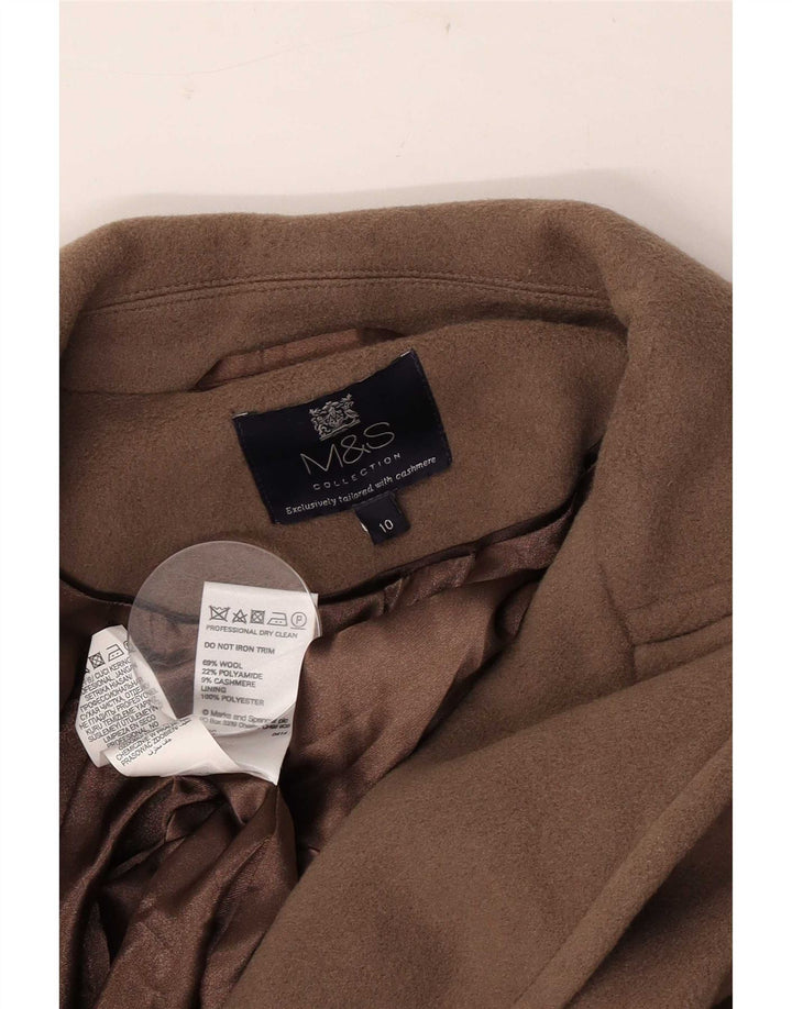 Marks & Spencer Dame Overfrakke UK 10 Small Beige Uld