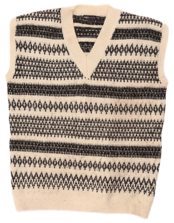 Marks & Spencer Herrevest Tank Top Medium Off White Geometrisk akryl
