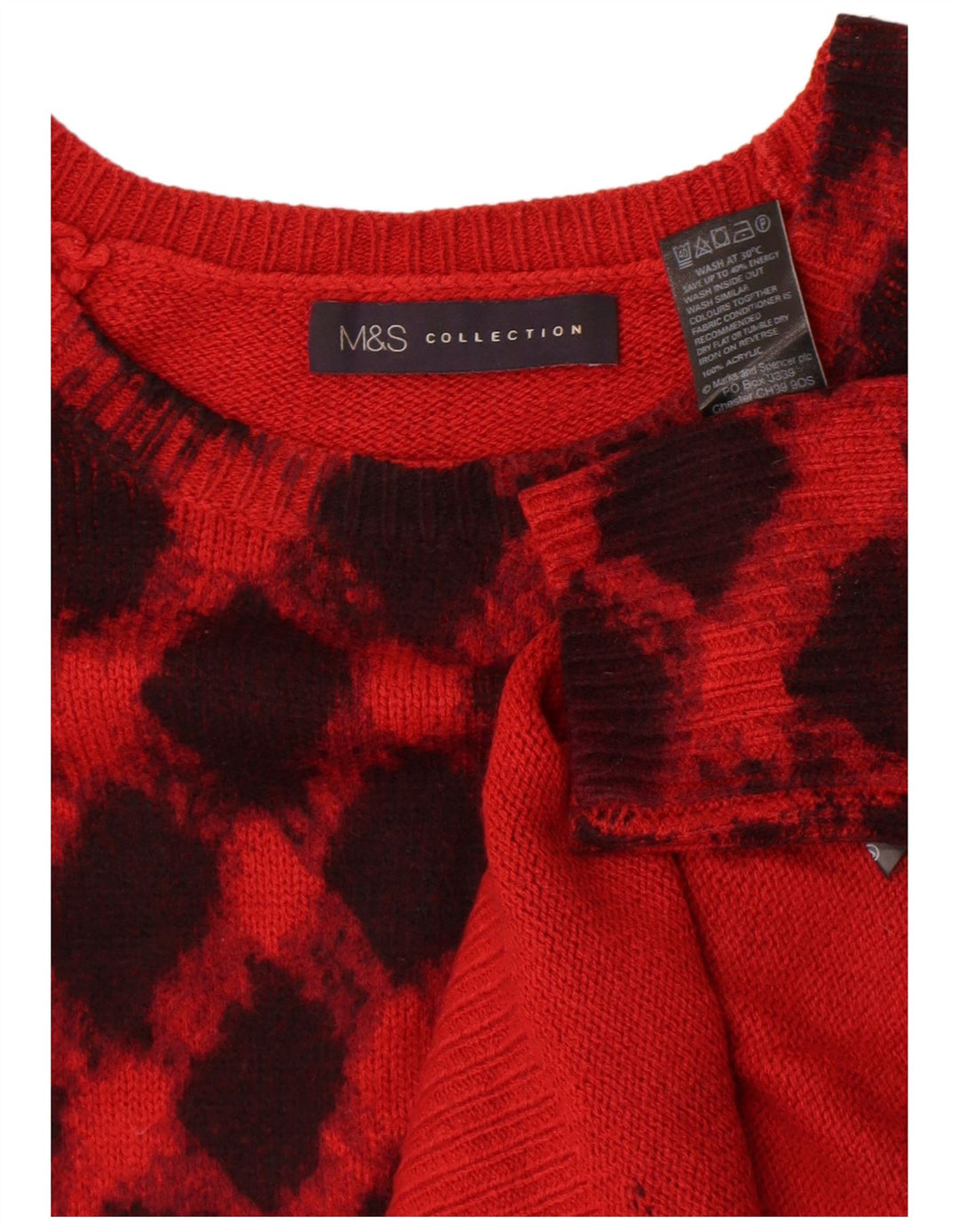 Marks & Spencer Dame Boat Neck Jumper Sweater UK 8 Small Red