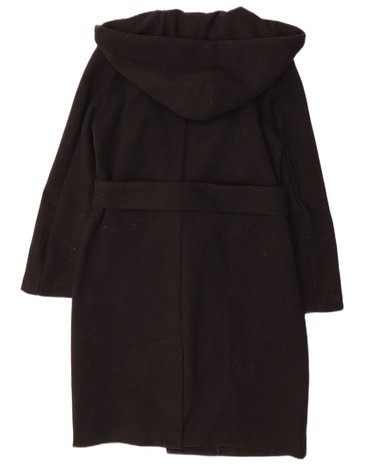 Zara oversize overfrakke med hætte til kvinder DK 6 XS sort polyester