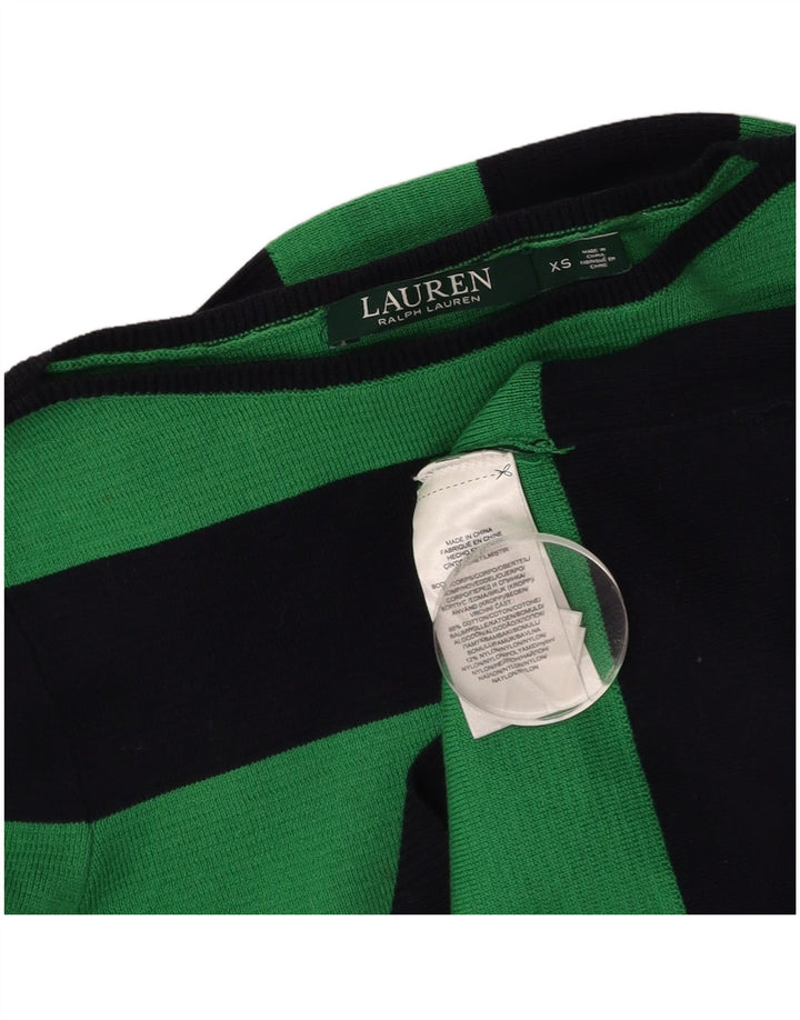 RALPH LAUREN Dame Boat Neck sweater UK 6 XS Grøn Stribet Bomuld