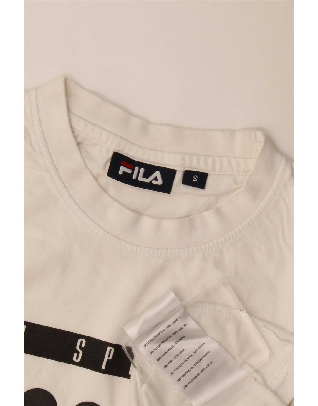 Fila Herre Grafisk T-Shirt Top Lille Hvid Bomuld
