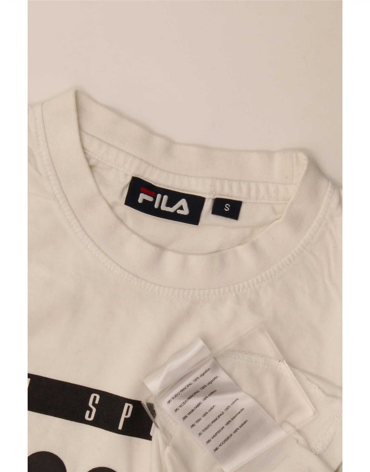 Fila Herre Grafisk T-Shirt Top Lille Hvid Bomuld