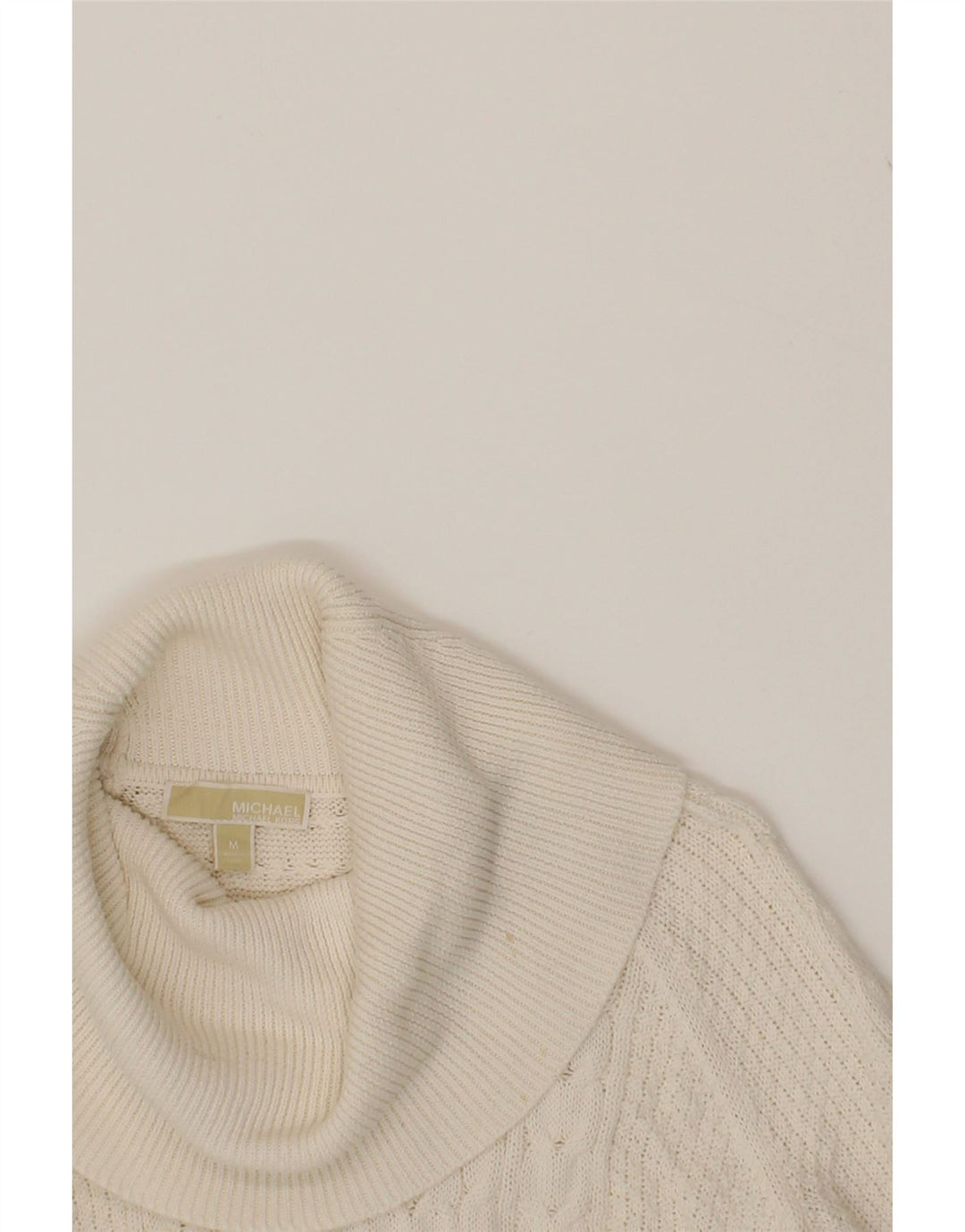 MICHAEL KORS Womens Roll Neck Jumper Sweater UK 14 Medium Off White Cotton Vintage Michael Kors and Second-Hand Michael Kors from Messina Hembry 
