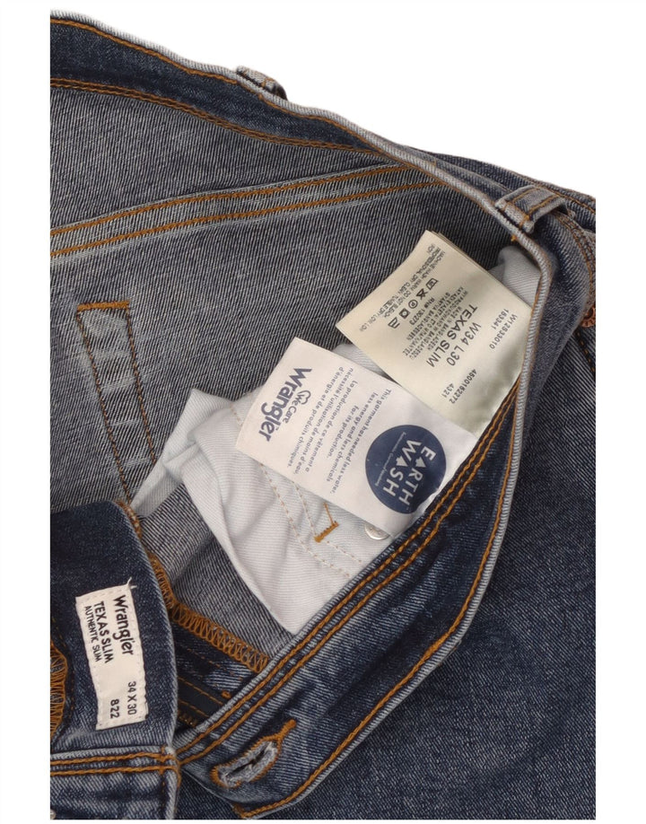 WRANGLER Herre Texas Slim Jeans W34 L30 Blå Bomuld