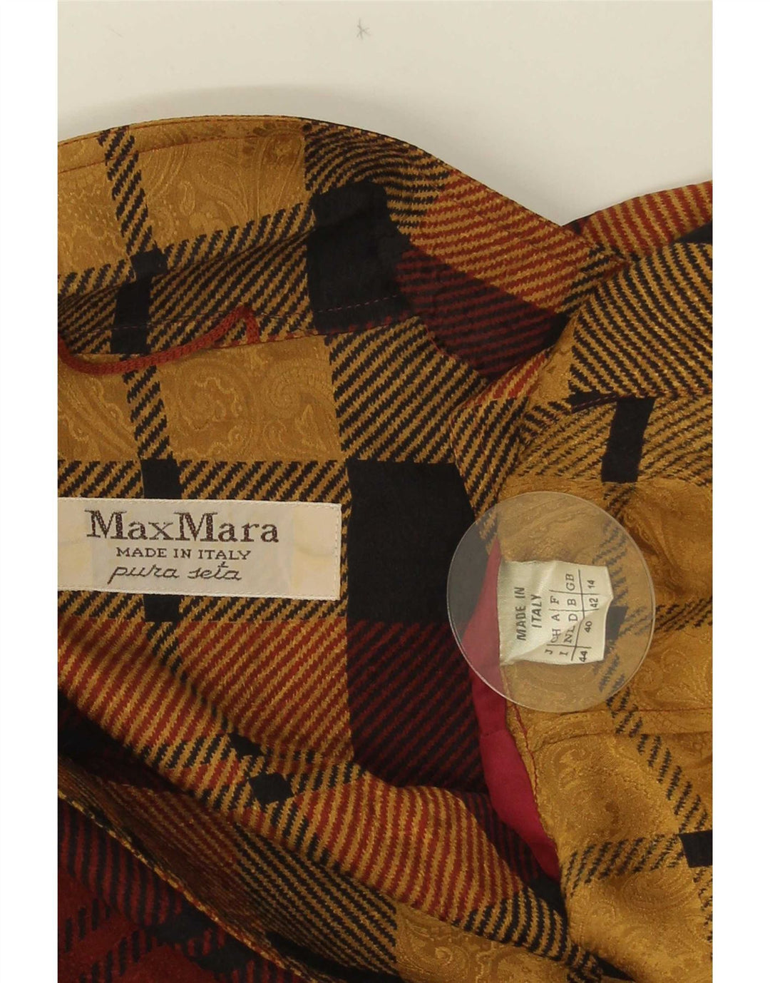 Max Mara Dame Dobbeltradet Blazer Jacket UK 14 Large Burgundy Check