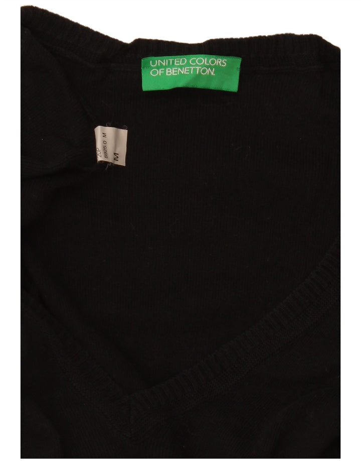 Benetton Dame V-hals sweater UK 12 Medium Sort