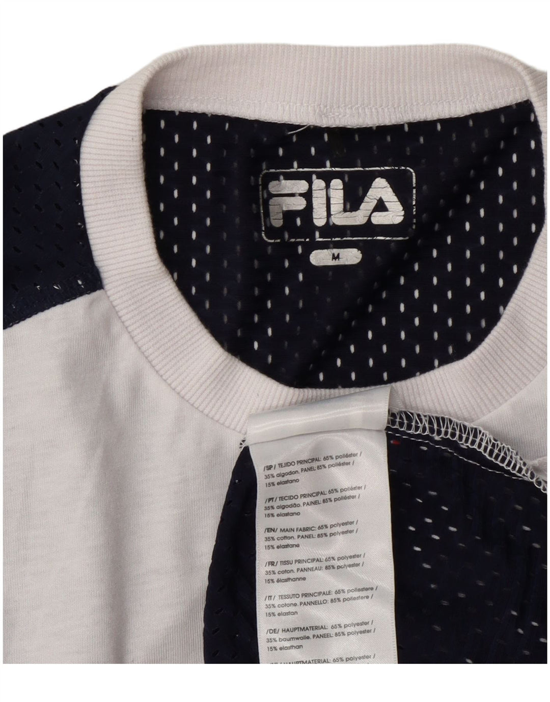 Fila Grafisk T-Shirt Top UK 14 Medium White Colourblock Polyester