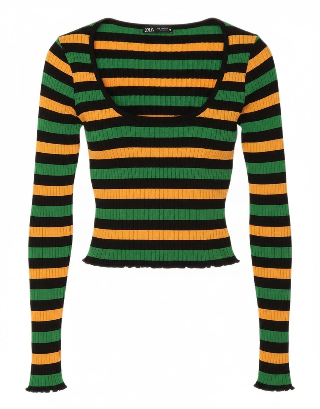 Zara Womens Crop Top UK 12 Medium Flerfarvet Stribet