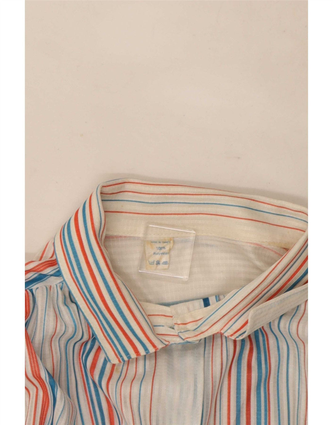 Vintage dameskjortebluse UK 16 Stor flerfarvet stribet polyester