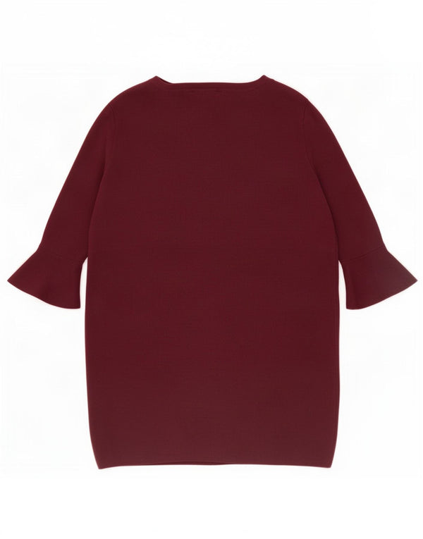 Phase Eight Dame 3/4-ærmet Jumper Dress UK 16 Large Burgundy Viscose