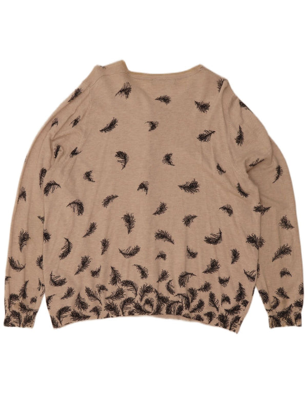 Marks & Spencer Dame Cardigan Sweater UK 22 3XL Beige Floral Viscose