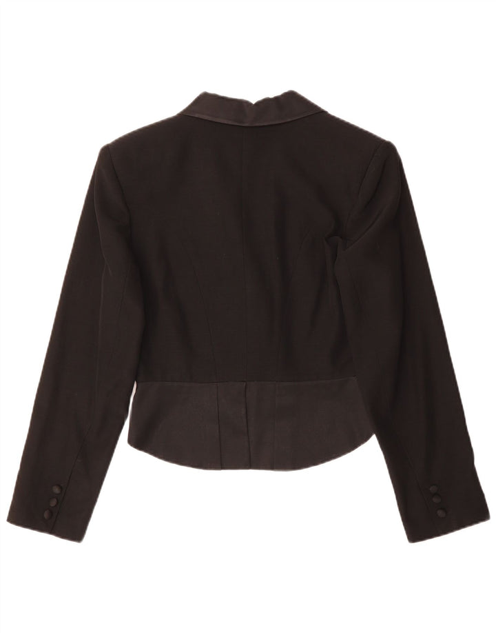 Vintage Dame Asymetric 3 Button Blazer Jacket EU 36 Small Black Acetate