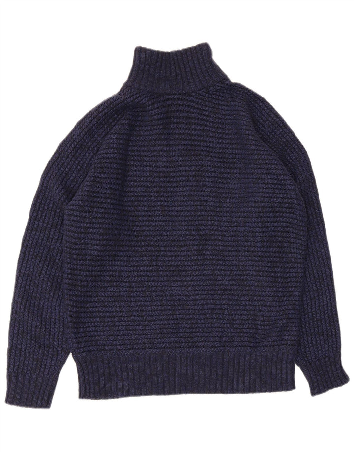 Massimo Dutti Dame Turtle Neck Jumper Sweater UK 10 Small Navy Blue
