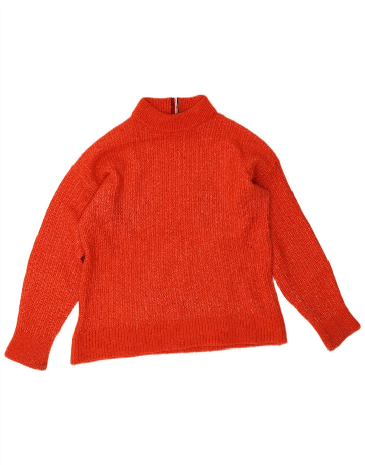 Tommy Hilfiger Dame Roll Neck Jumper Sweater UK 14 Medium Orange