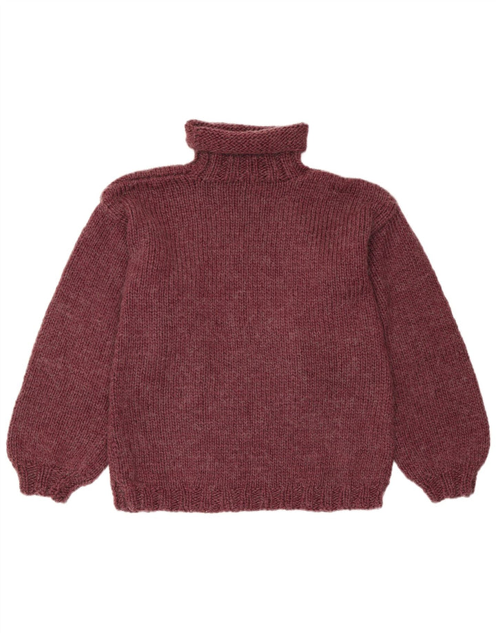 Vintage Dame Roll Neck Jumper Sweater UK 14 Medium Burgundy