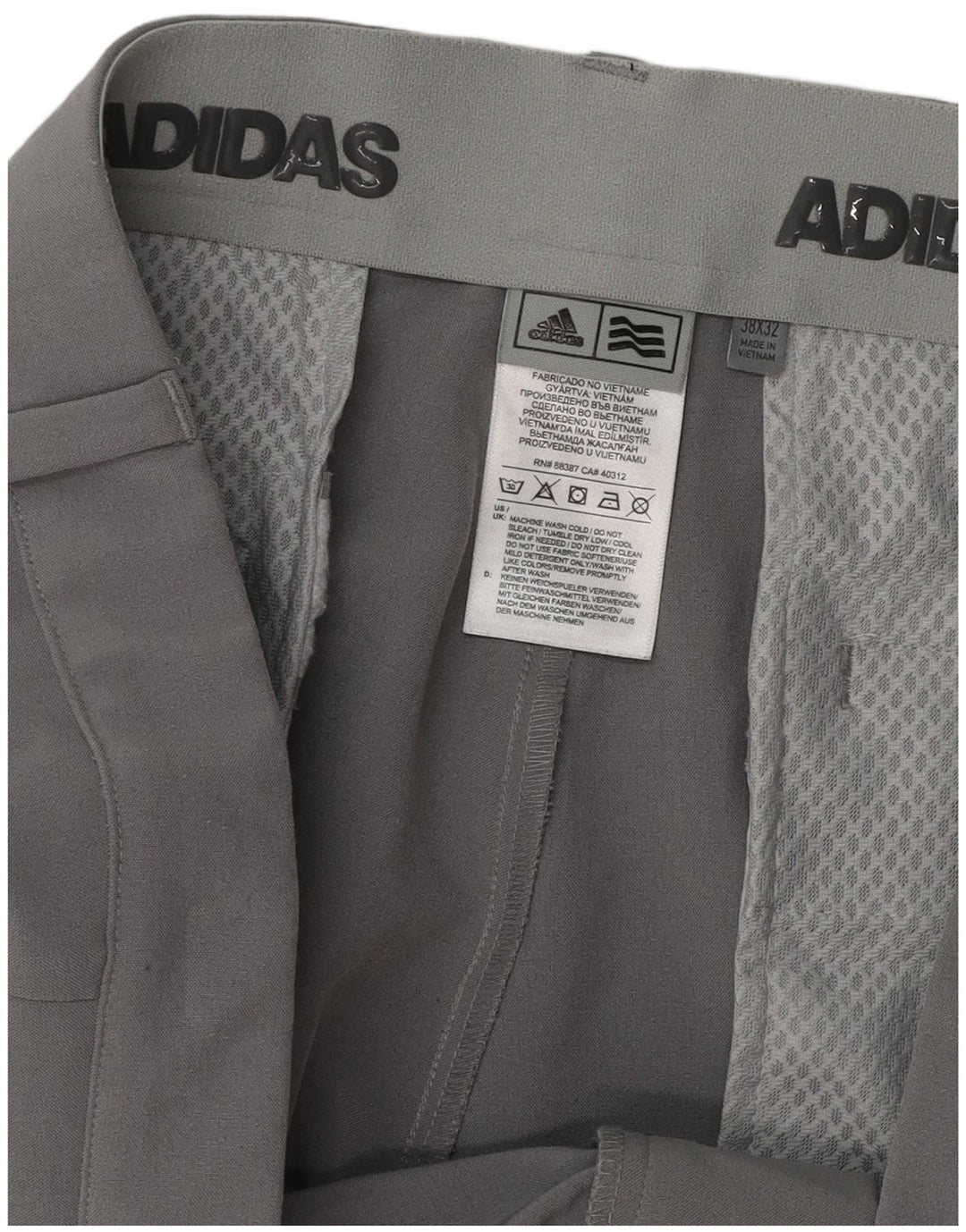 ADIDAS Mens Straight Chino Trousers W38 L32  Grey Polyester