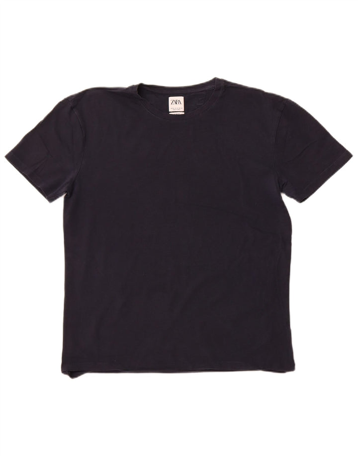 Zara Herre Slim Fit T-Shirt Top XL Marineblå