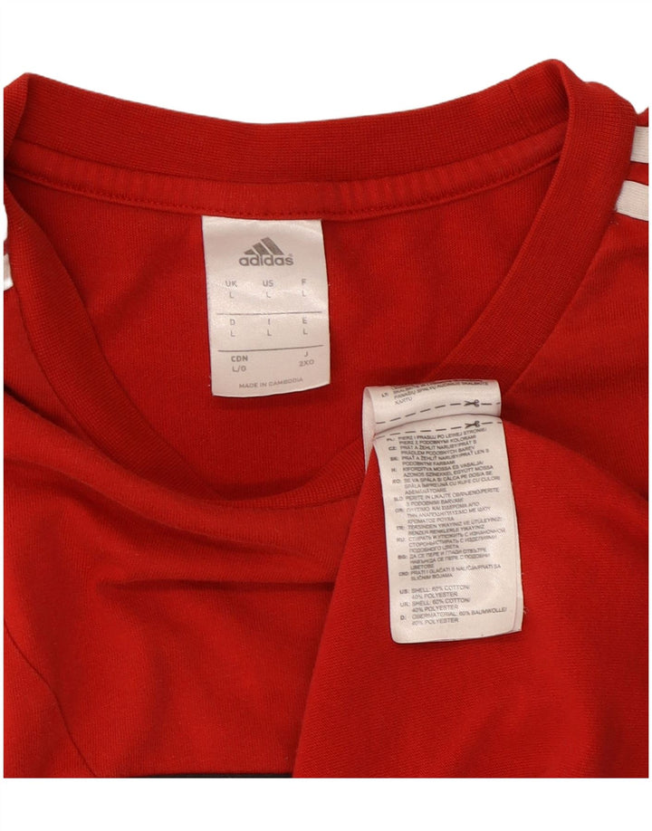 Adidas Herre T-Shirt Top Stor Rød Colourblock Bomuld