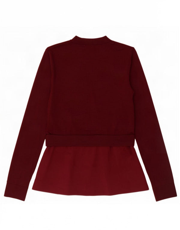 Cos Dame sweater med rund hals, UK 6 XS Burgundy Wool