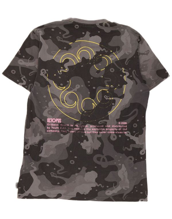 Octopus Herre grafisk T-shirt Top Medium Grå Camouflage Bomuld