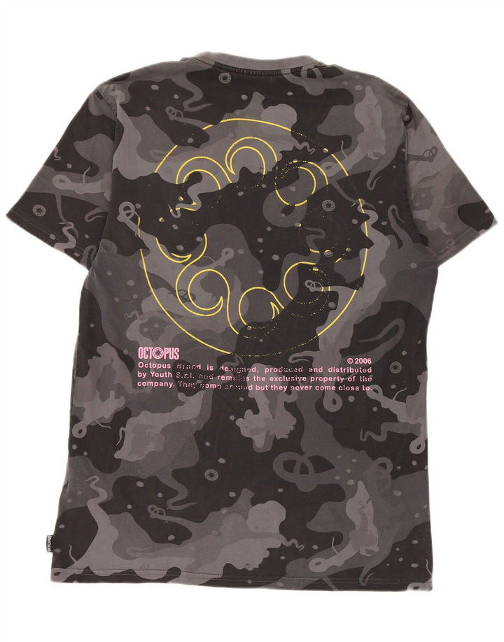 Octopus Herre grafisk T-shirt Top Medium Grå Camouflage Bomuld