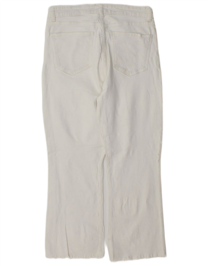 Zara Dame Straight Cropped Trousers Large W32 L25 White
