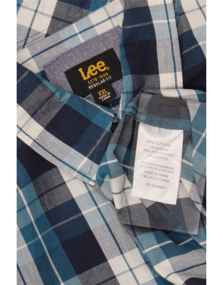 LEE Mens Regular Fit Shirt 2XL Blue Check Cotton Vintage Lee and Second-Hand Lee from Messina Hembry 