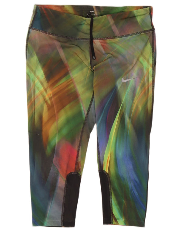 Nike Dame Dri Fit Capri Leggings UK 14 Medium Flerfarvet Tie Dye