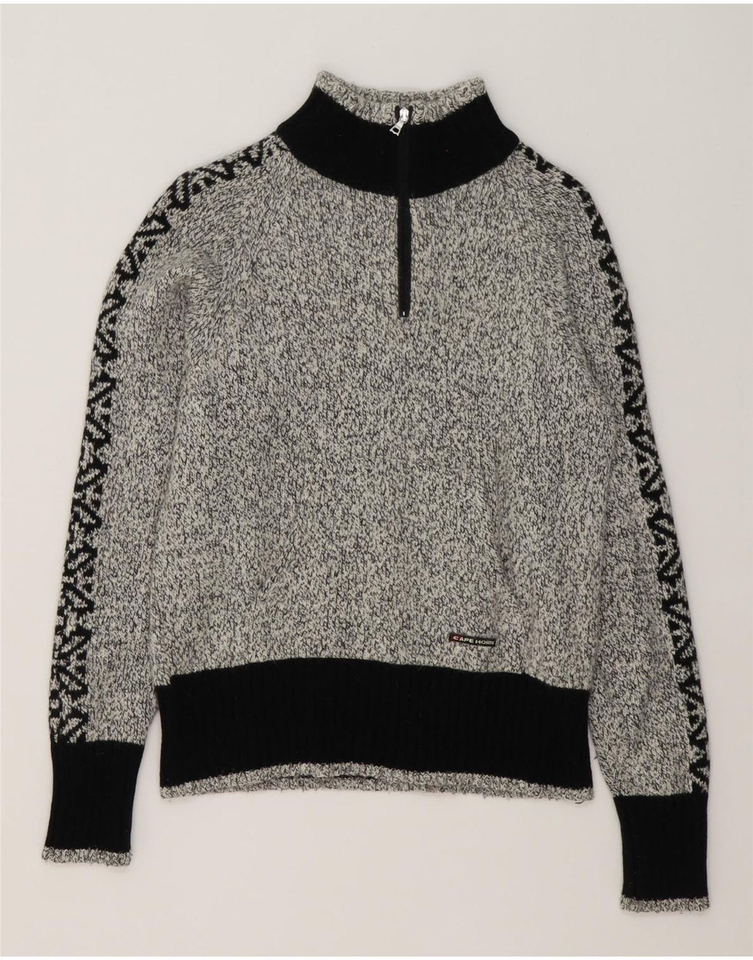 Cape Horn Herre Zip Neck Jumper Sweater Stor Grå Colourblock Angora