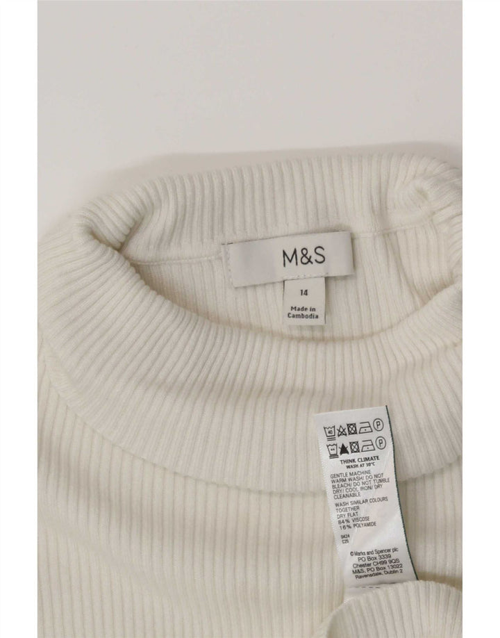 Marks & Spencer Dametop Langærmet UK 14 Medium White Viscose