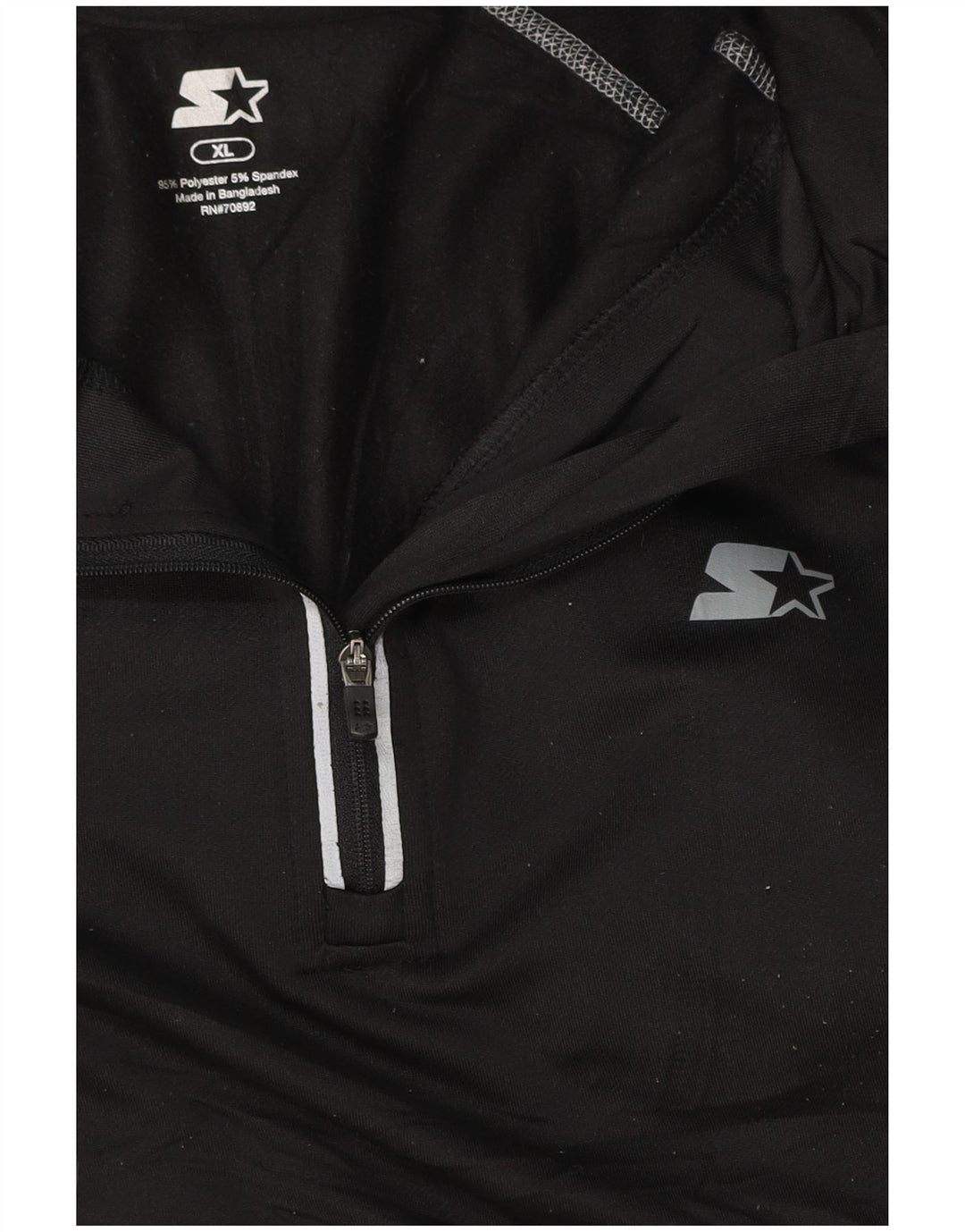 STARTER Herre Zip Neck Pullover Træningsdragt Top XL Sort Stribet Polyester