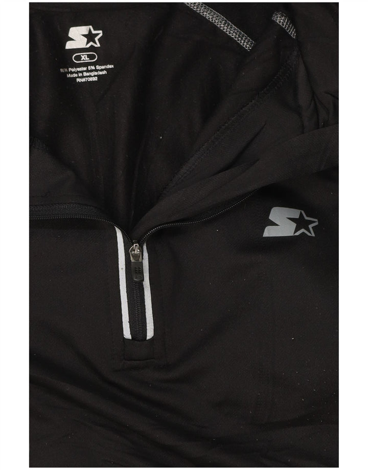 STARTER Herre Zip Neck Pullover Træningsdragt Top XL Sort Stribet Polyester