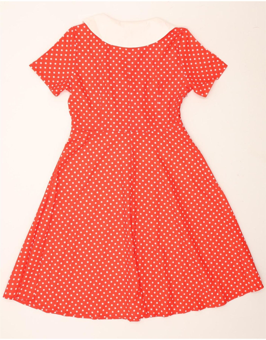 VINTAGE Womens A-Line Dress UK 14 Large Red Polka Dot Polyester Vintage Vintage and Second-Hand Vintage from Messina Hembry 