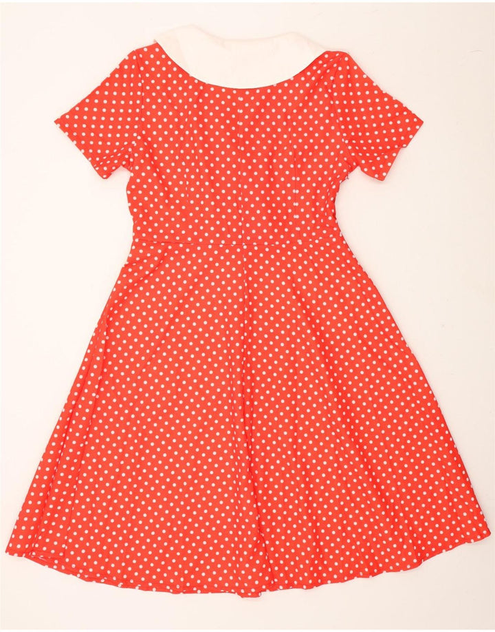 VINTAGE Womens A-Line Dress UK 14 Large Red Polka Dot Polyester Vintage Vintage and Second-Hand Vintage from Messina Hembry 